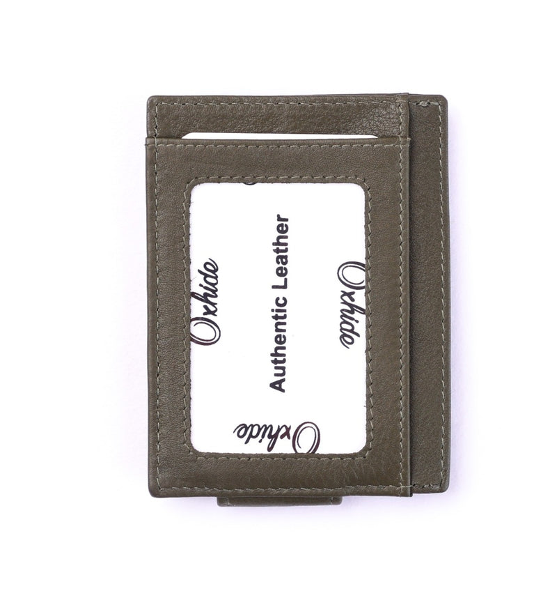 Money Clip Wallet Men Slim-Full Grain Leather Wallet  - Green Wallet - ER13 Oxhide Green