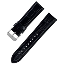 Leather watch strap Black croco print 18, 20, 22,24 mm Oxhide