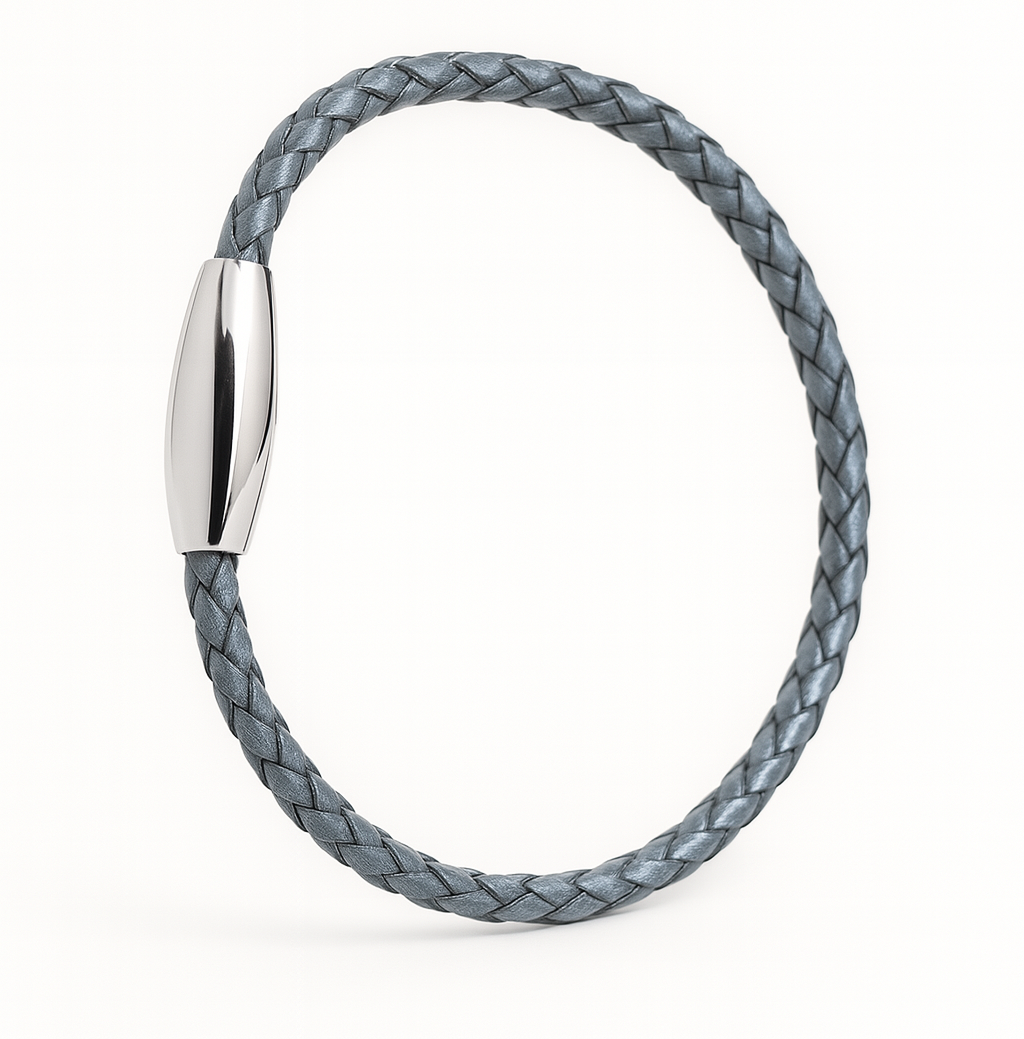 Oxhide Leather Bracelet Braided Grey - Oxhide 3mm width