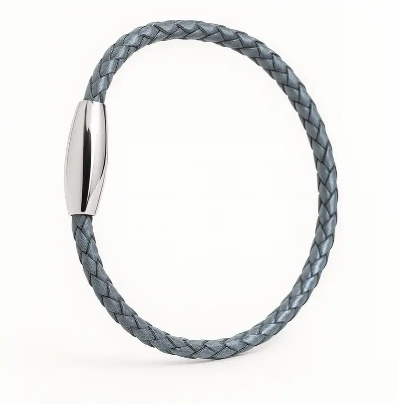 Grey braided leather bracelet 3mm – Oxhide