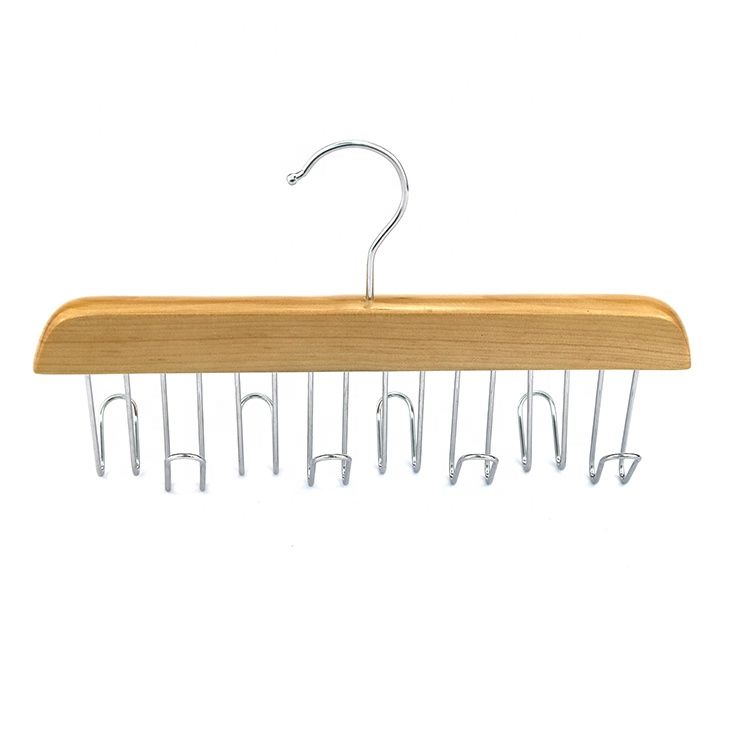 8 Metal Hook Wooden Closet Organizer Belt Hanger Scarf Hanger for Belts