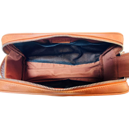 Leather clutch for Men - Leather Bag -Travel Bag-Toilet bag- Wristlet for Men - J0071 BROWN