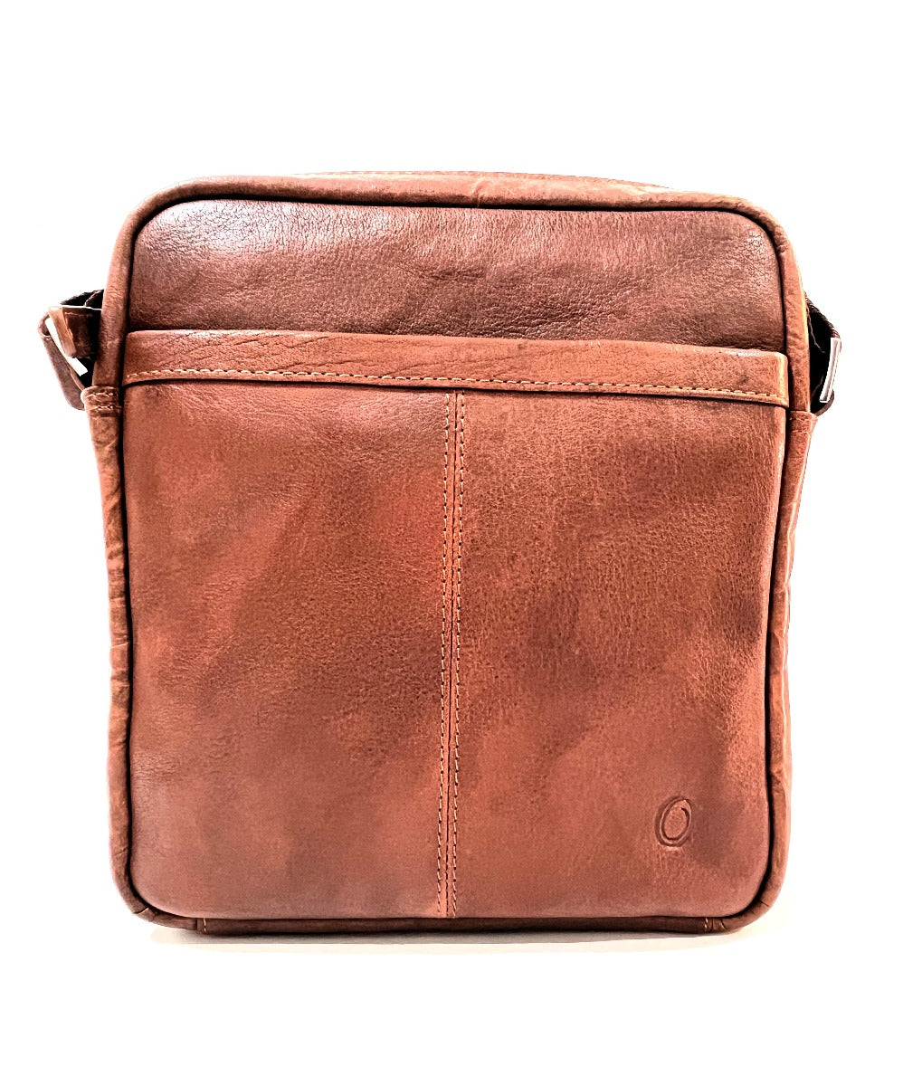 Leather Messenger Bag - Full Grain Leather Sling Bag -Leather Sling Bag for Men Brown  - Oxhide J0049