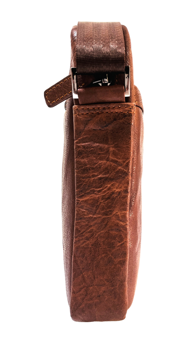 Leather Messenger Bag - Full Grain Leather Sling Bag -Leather Sling Bag for Men Brown  - Oxhide J0049