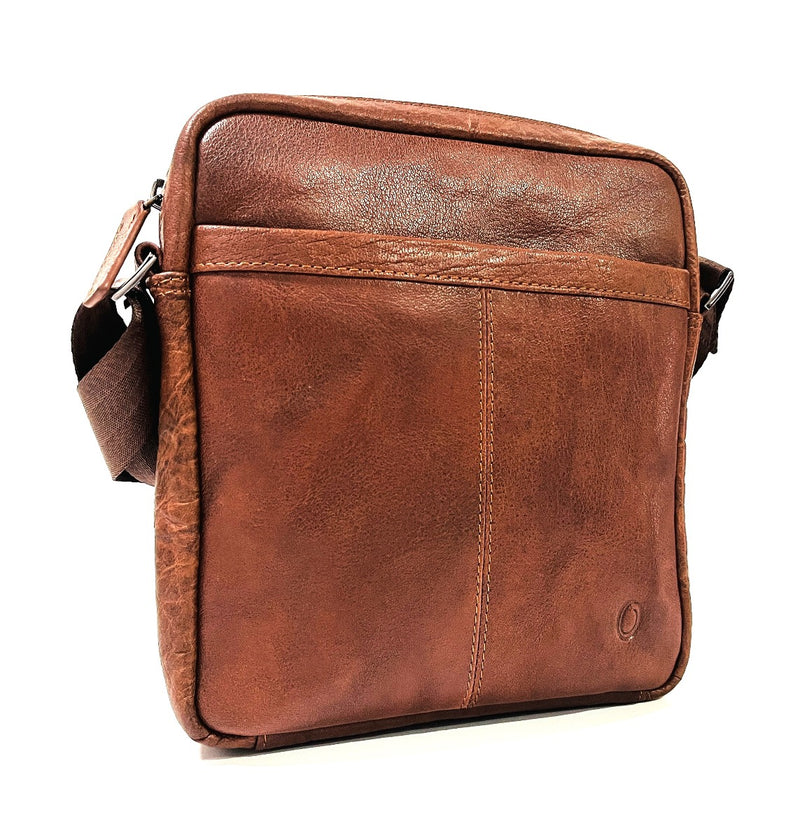 Leather Messenger Bag - Full Grain Leather Sling Bag -Leather Sling Bag for Men Brown  - Oxhide J0049