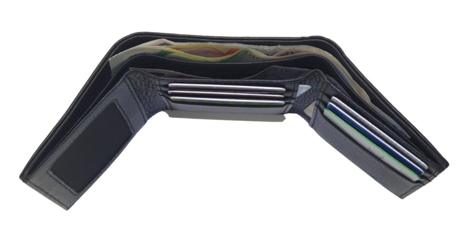 Trifold Wallet Men - Genuine Leather Wallet - Black Wallet - Compact Wallet - J0008 Oxhide