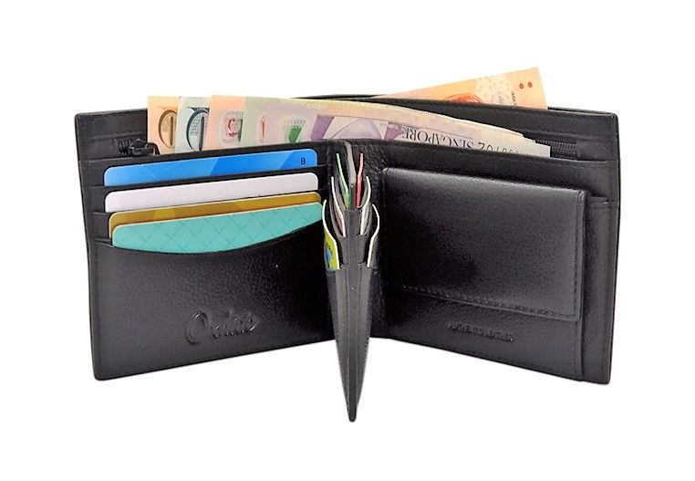Oxhide Leather Wallet with Coin Pouch and Zip Pocket - Oxhide J0009NL