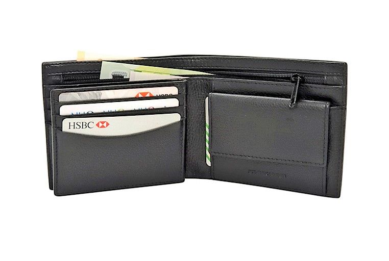 Oxhide Leather Wallet with Coin Pouch and Zip Pocket - Oxhide J0009NL