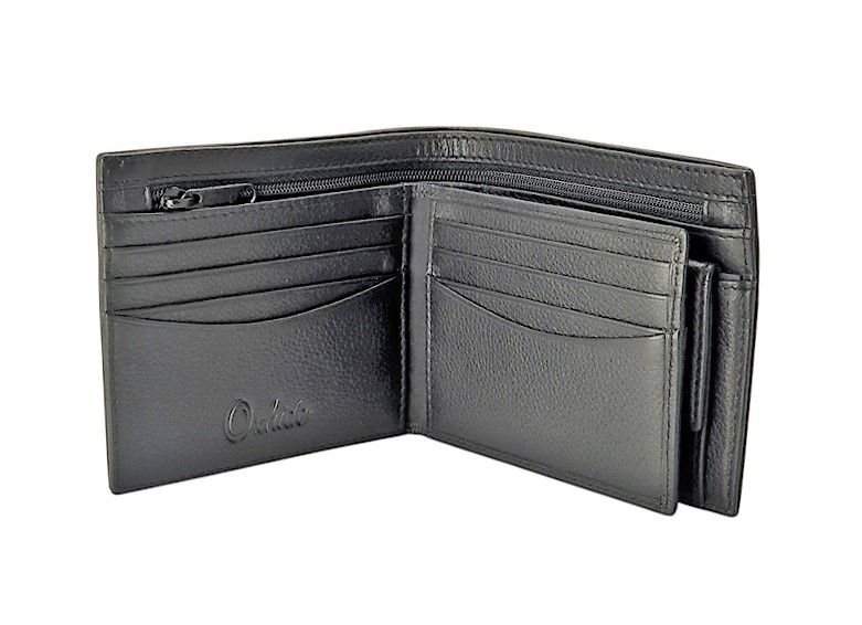 Oxhide Leather Wallet with Coin Pouch and Zip Pocket - Oxhide J0009NL