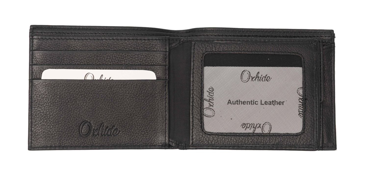 Leather Wallet For Men - Bifold Wallet - Full Grain Leather Wallet - Black Wallet - J0018 Oxhide