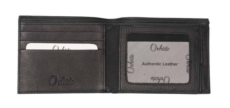 Leather Wallet For Men - Bifold Wallet - Full Grain Leather Wallet - Black Wallet - J0018 Oxhide