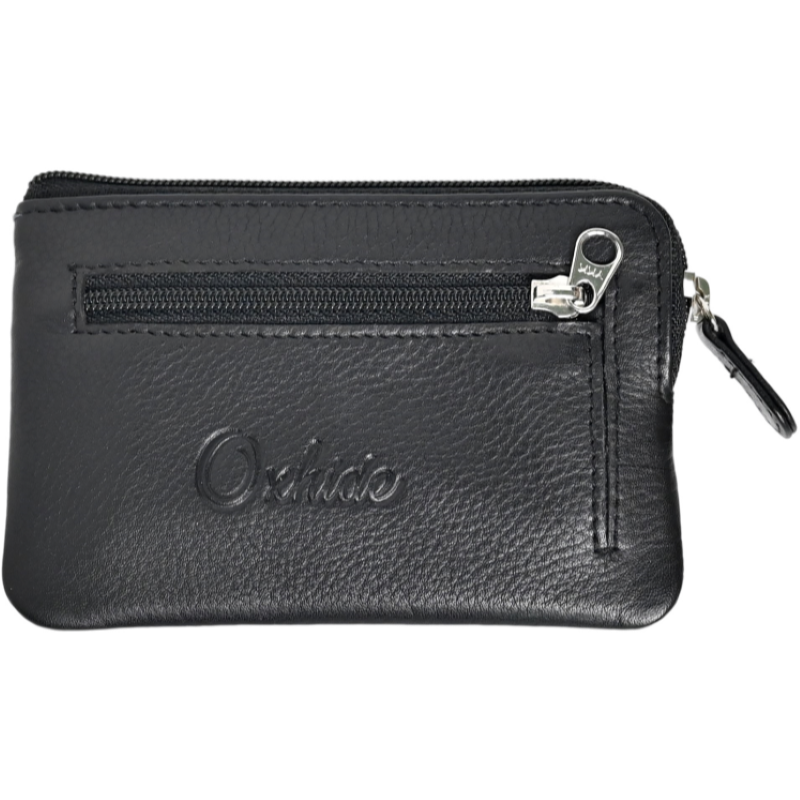 Leather Card Holder - Leather Key Pouch - Leather Coin Pouch - Leather Coin Case - Oxhide Black J0053