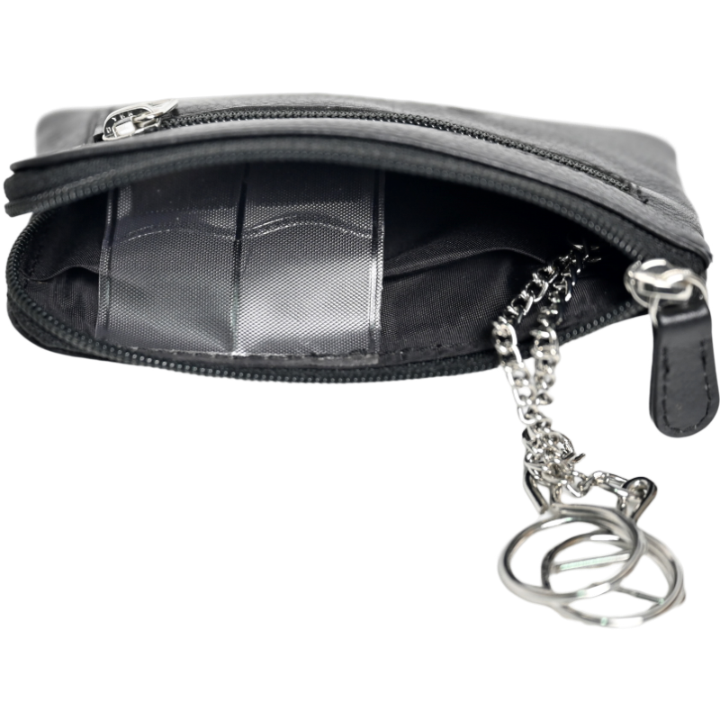 Leather Card Holder - Leather Key Pouch - Leather Coin Pouch - Leather Coin Case - Oxhide Black J0053