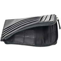 Leather Card Holder -Leather cardholder -Zipper J57 Black