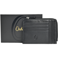 Leather Card Holder -Leather cardholder -Zipper J57 Black