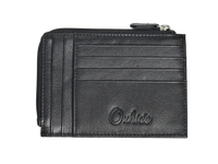 Leather Card Holder -Leather cardholder -Zipper J57 Black