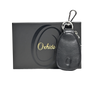 Oxhide Car Keys Pouch Oval - Top Grain Leather - J0058 - Black
