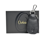Oxhide Car Keys Pouch Oval - Top Grain Leather - J0058 - Black