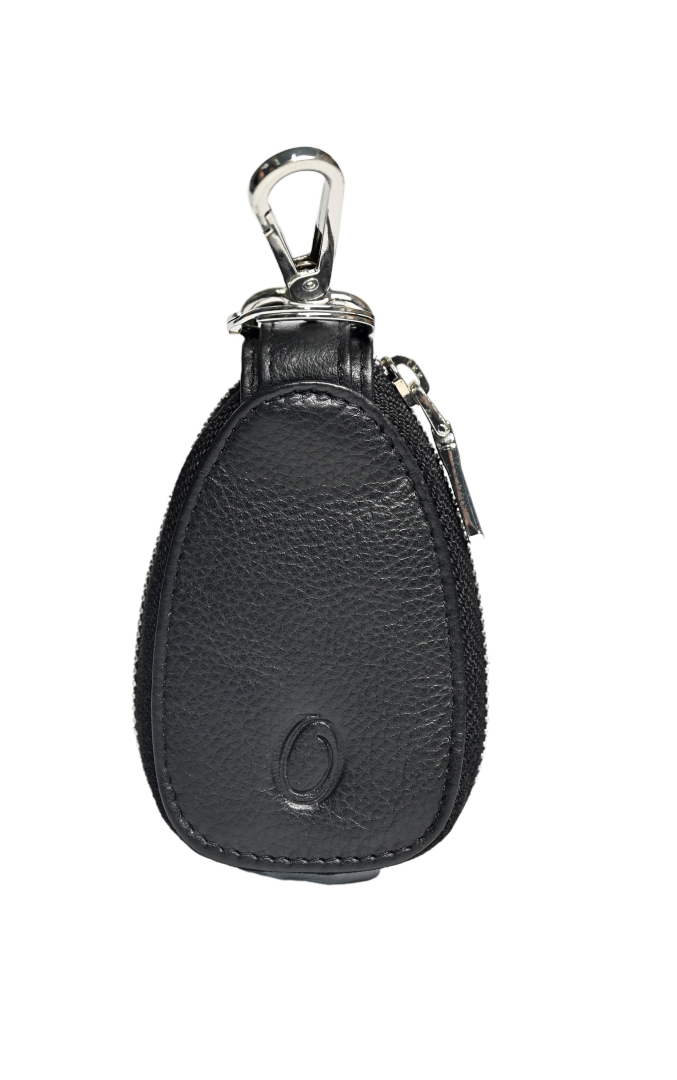 Oxhide Car Keys Pouch Oval - Top Grain Leather - J0058 - Black