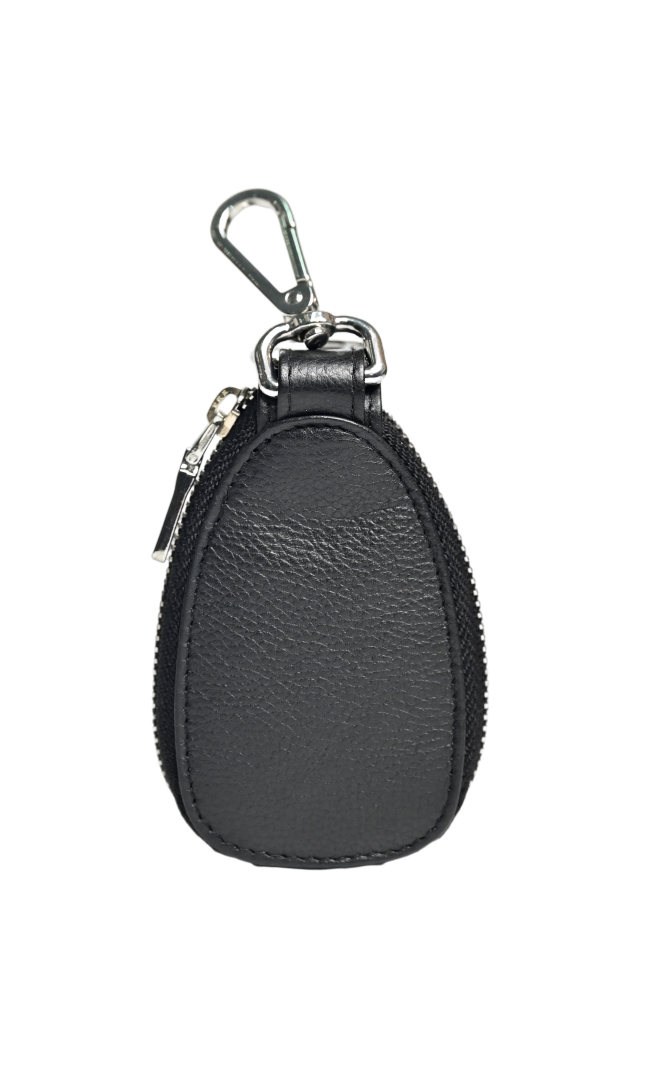 Oxhide Car Keys Pouch Oval - Top Grain Leather - J0058 - Black