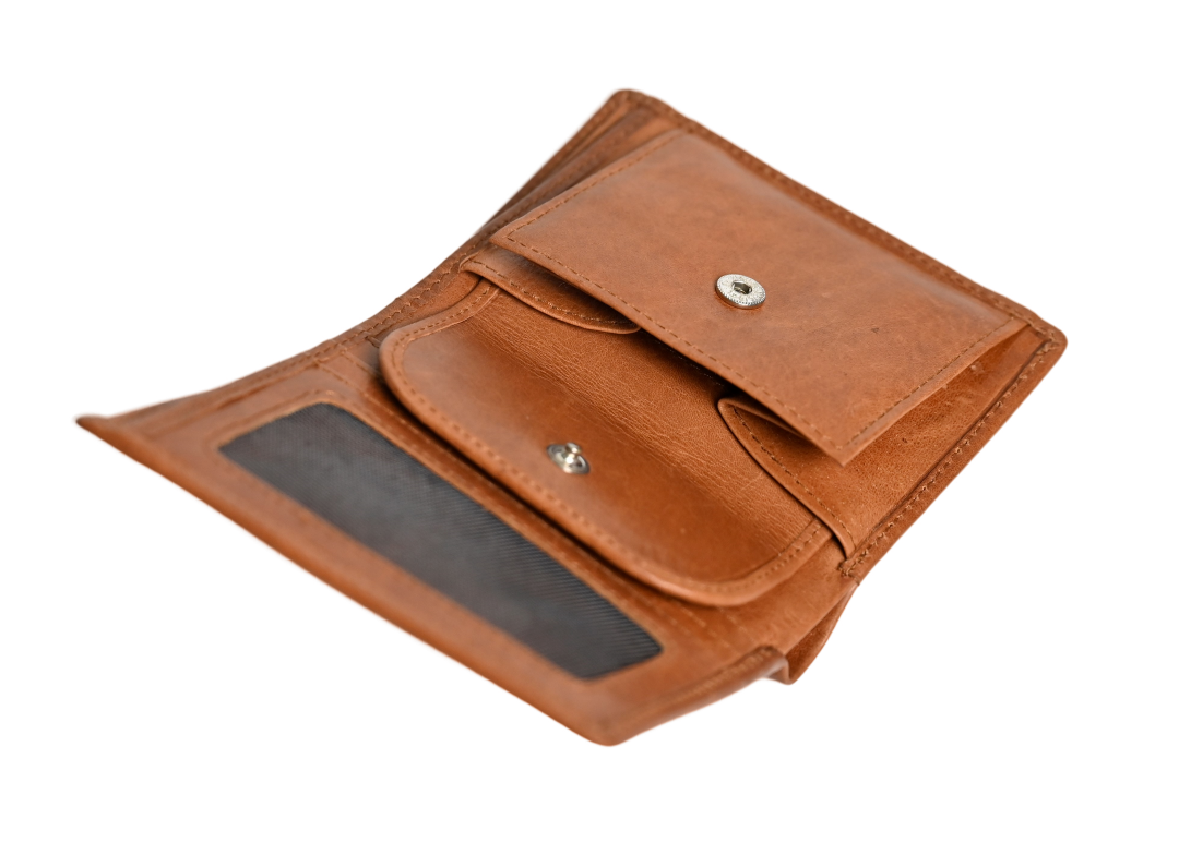 Oxhide Compact wallet in Vintage Leather in Brown colour with coin pouch-OXHIDE J0060 BROWN
