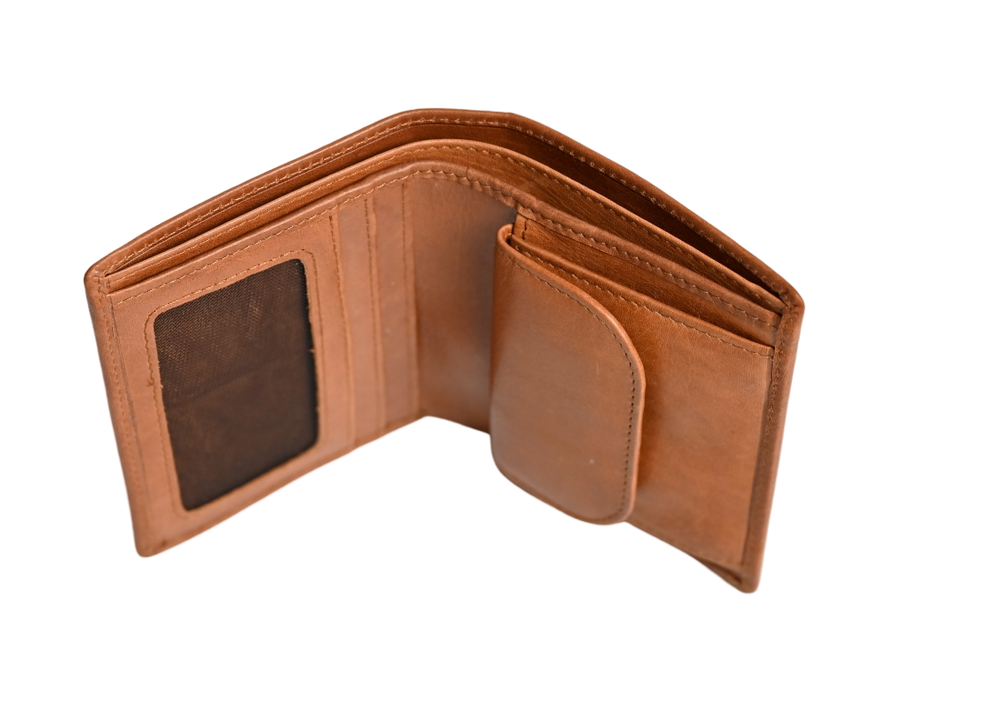 Oxhide Compact wallet in Vintage Leather in Brown colour with coin pouch-OXHIDE J0060 BROWN