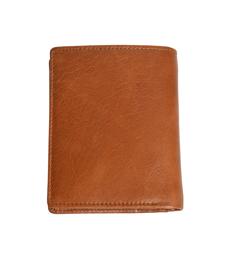 Oxhide Compact wallet in Vintage Leather in Brown colour with coin pouch-OXHIDE J0060 BROWN