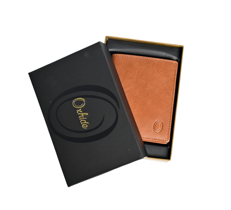 Oxhide Compact wallet in Vintage Leather in Brown colour with coin pouch-OXHIDE J0060 BROWN