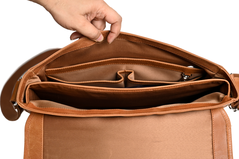 Oxhide Vintage Leather Laptop Bag - Dandy Tan - J0065