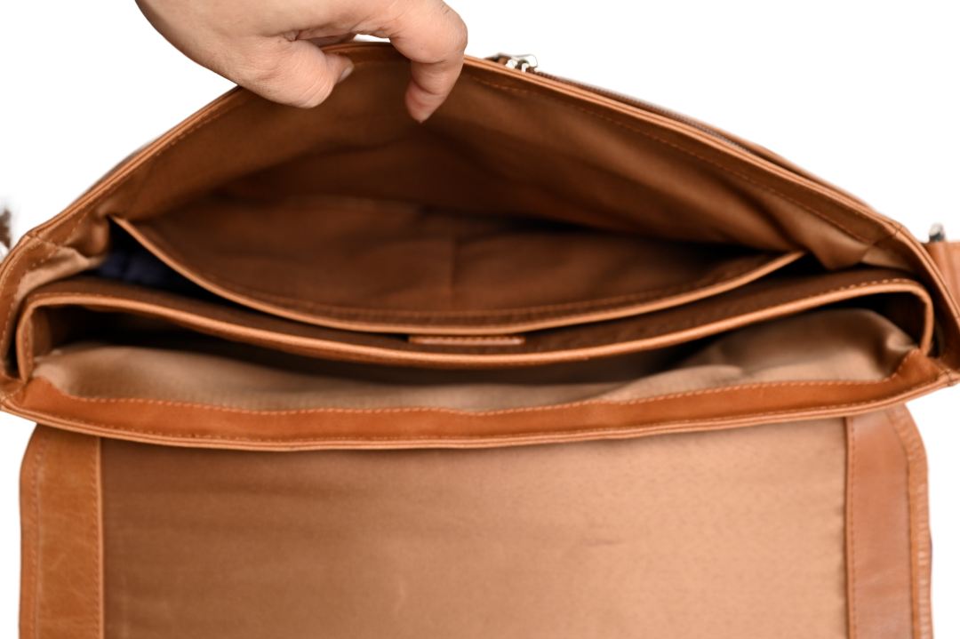 Oxhide Vintage Leather Laptop Bag - Dandy Tan - J0065