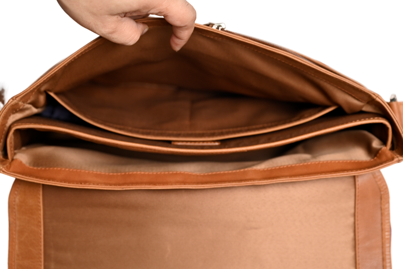 Oxhide Vintage Leather Laptop Bag - Dandy Tan - J0065