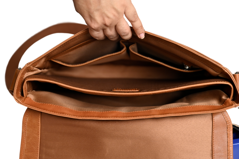 Oxhide Vintage Leather Laptop Bag - Dandy Tan - J0065