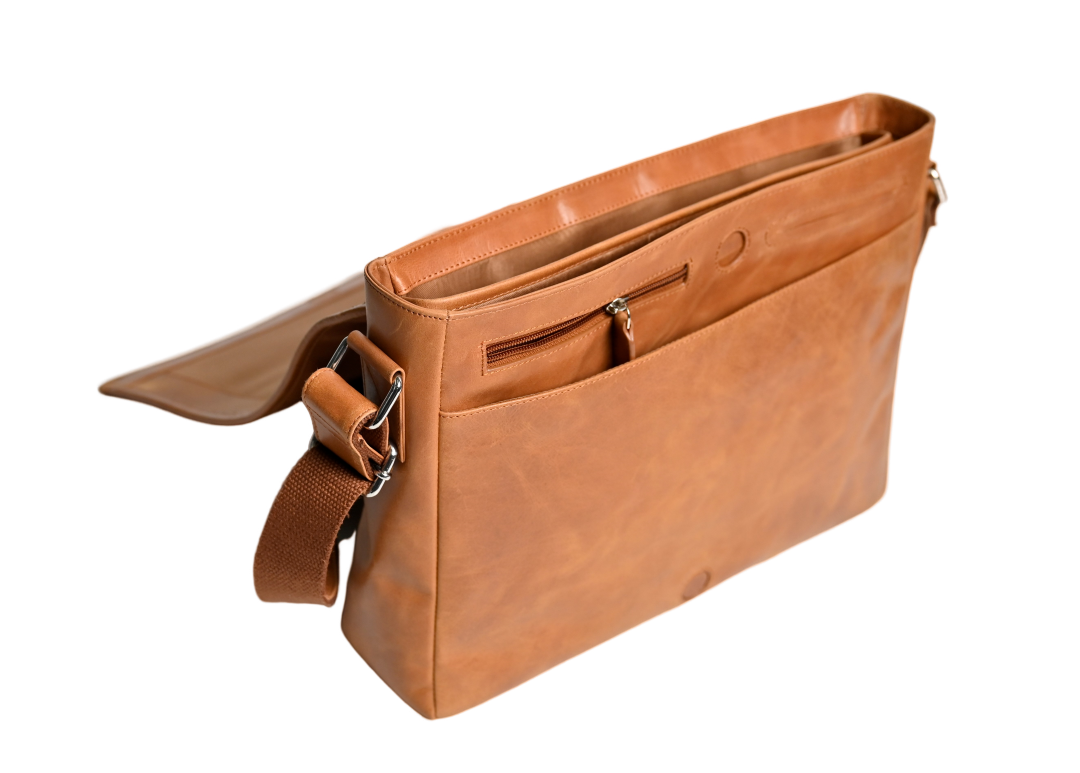 Oxhide Vintage Leather Laptop Bag - Dandy Tan - J0065
