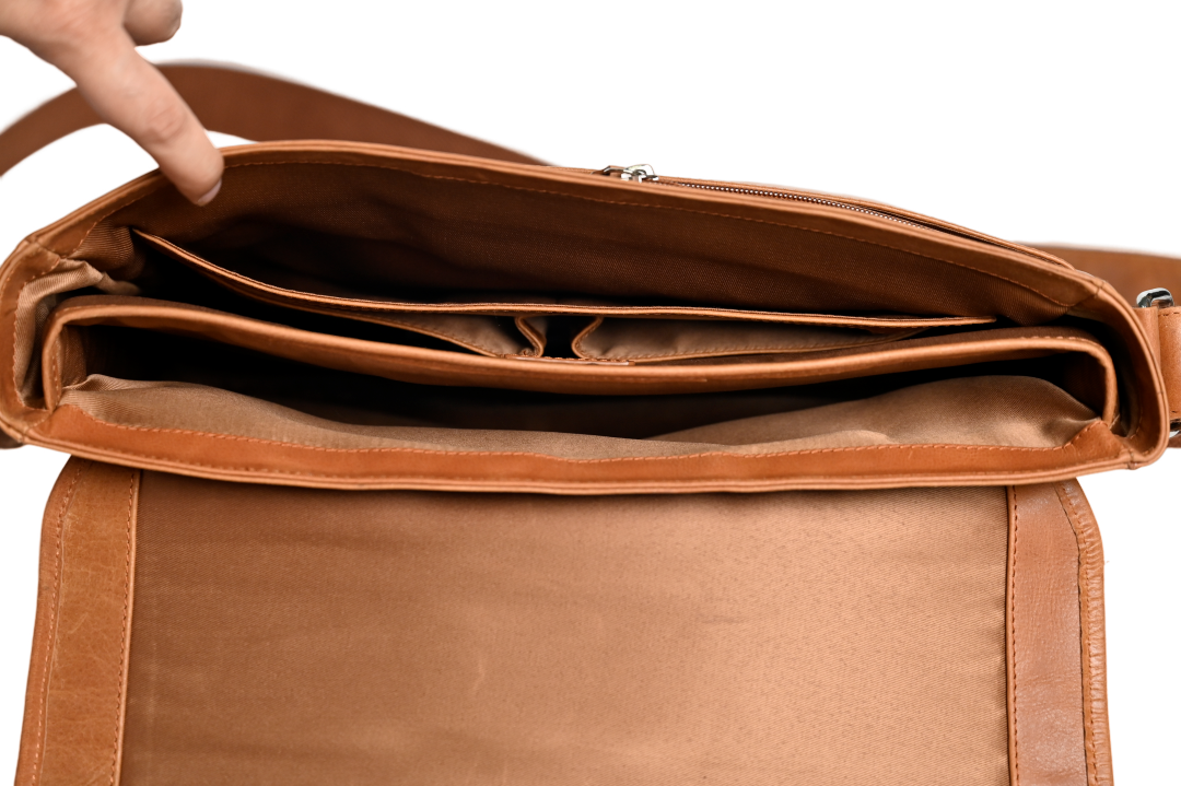 Oxhide Vintage Leather Laptop Bag - Dandy Tan - J0065