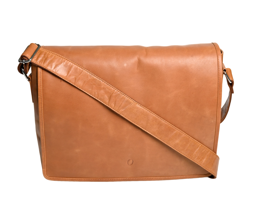 Oxhide Vintage Leather Laptop Bag - Dandy Tan - J0065