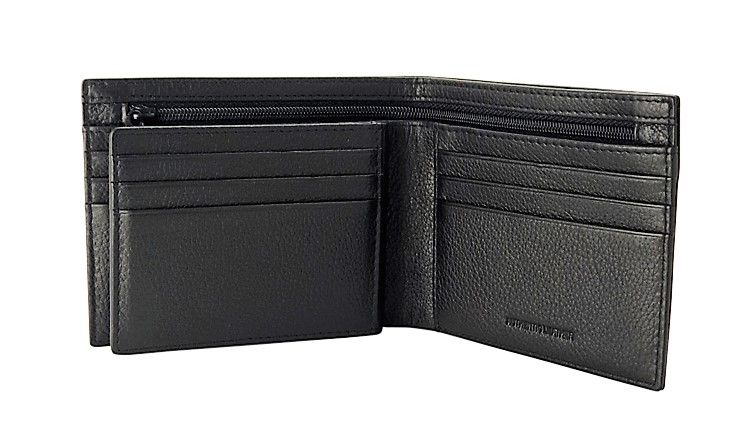Mens Wallet in Real Leather - Bifold Wallet - Full Grain Leather Wallet - Wallet with zip - Black Color - J0002 Oxhide