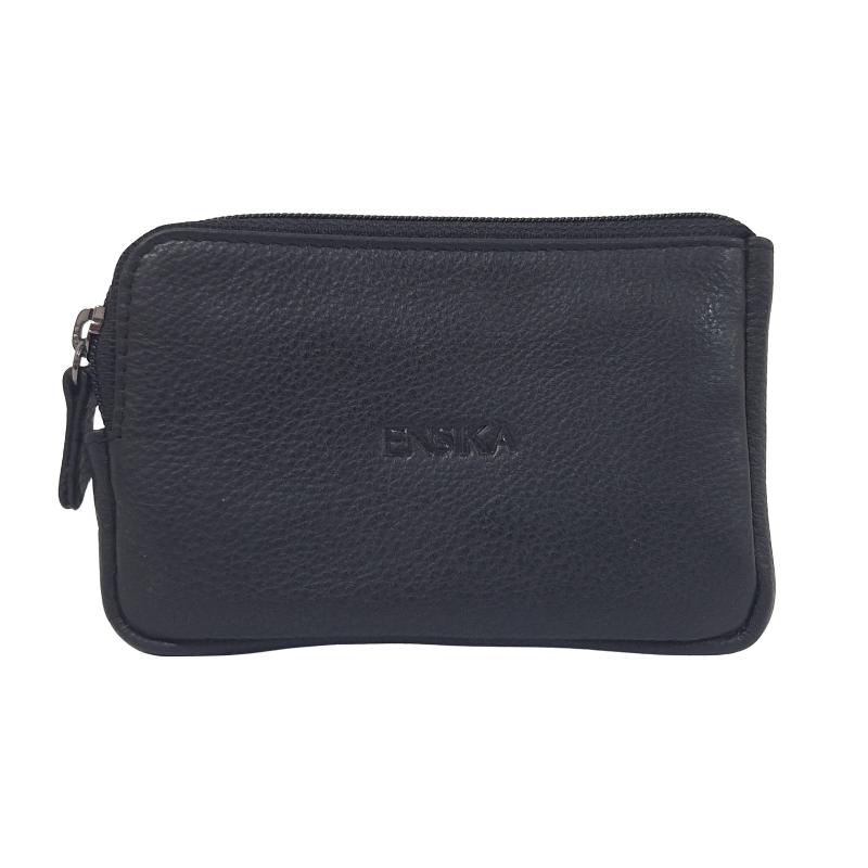 Leather Card Holder - Leather Key Pouch - Leather Coin Pouch - Leather Coin Case - Oxhide Black J0053