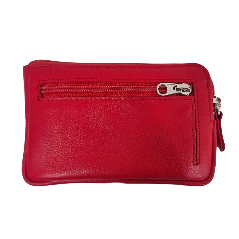 Leather Card Holder - Leather Key Pouch - Leather Coin Pouch - Leather Coin Case - Oxhide RED J0053