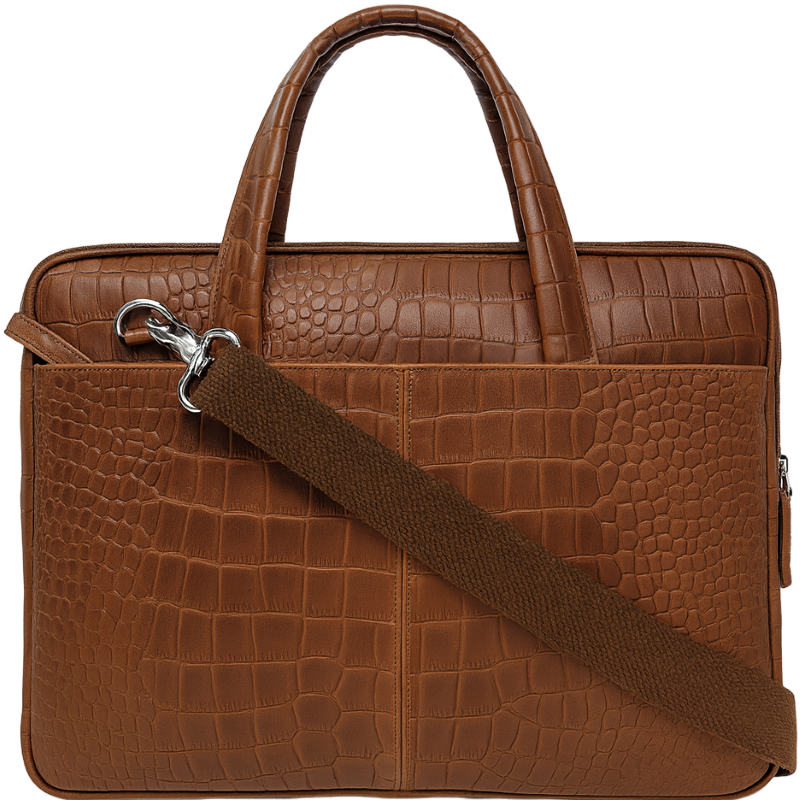 Oxhide Vintage Leather SLIM Laptop Bag -Minimalist Brown - J66 CRC