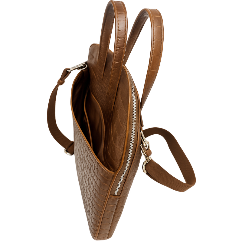 Oxhide Vintage Leather SLIM Laptop Bag -Minimalist Brown - J66 CRC