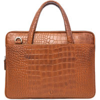 Oxhide Vintage Leather SLIM Laptop Bag -Minimalist Brown - J66 CRC