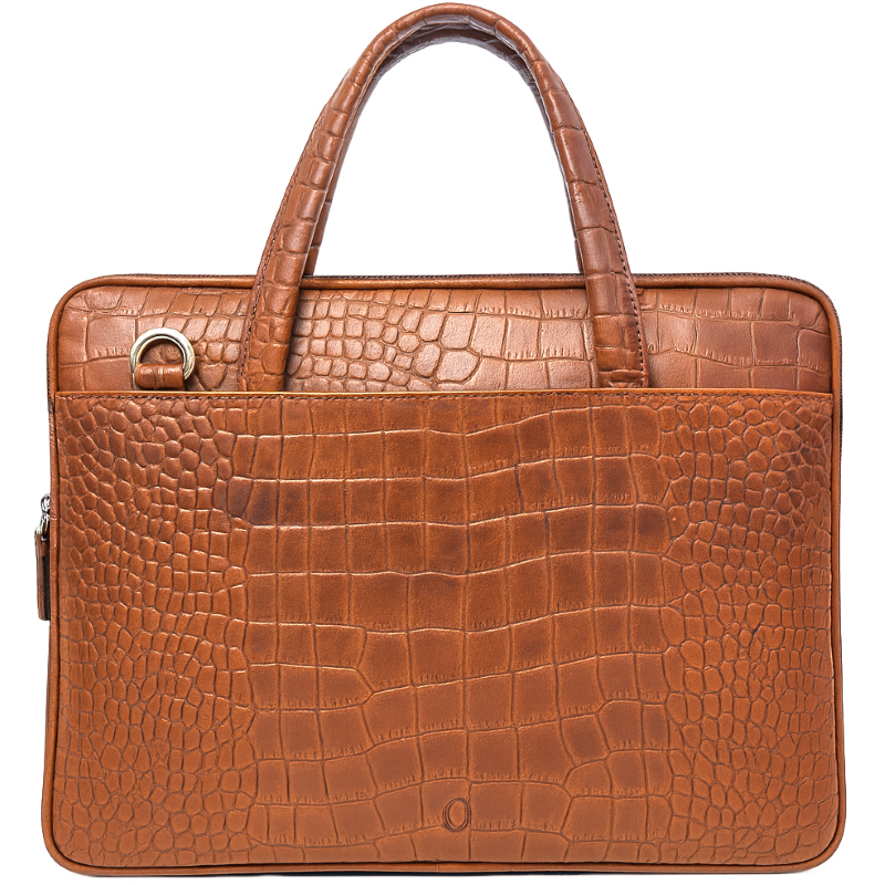 Oxhide Vintage Leather SLIM Laptop Bag -Minimalist Brown - J66 CRC