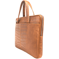 Oxhide Vintage Leather SLIM Laptop Bag -Minimalist Brown - J66 CRC