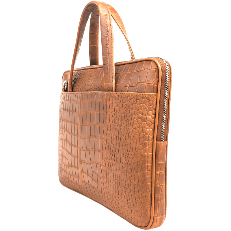 Oxhide Vintage Leather SLIM Laptop Bag -Minimalist Brown - J66 CRC