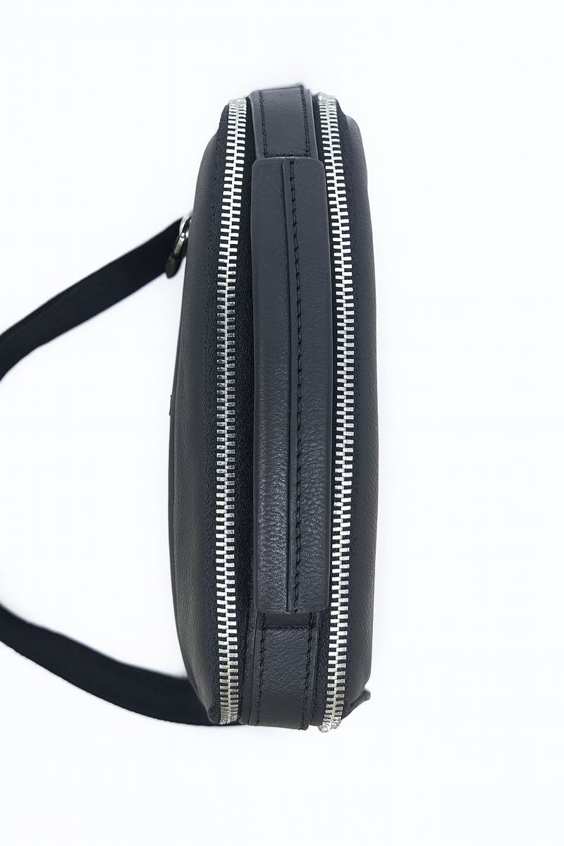 Leather Messenger Bag - Full Grain Leather Sling Bag - Vintage Leather Messenger Black Bag- Oxhide J0072 Black