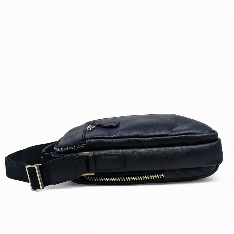 Leather Messenger Bag - Full Grain Leather Sling Bag - Vintage Leather Messenger Black Bag- Oxhide J0072 Black