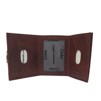 Oxhide Compact wallet in Vintage Leather in Brown colour-OXHIDE J0085 BROWN