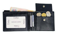 Men Wallet with Coin Pouch - Full Grain Leather Wallet - Bifold Wallet - Black Wallet -JG04 Oxhide