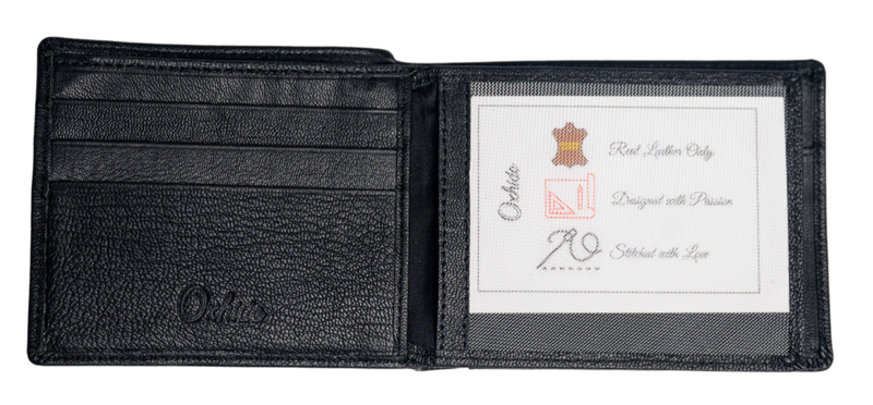 Men Wallet with Coin Pouch - Full Grain Leather Wallet - Bifold Wallet - Black Wallet -JG04 Oxhide