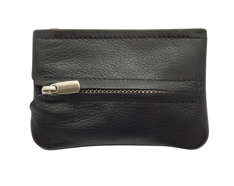 Leather Key Pouch - Leather Coin Pouch - Leather Coin Case - Leather Pouch - Card Sleeve - Multipurpose Pouch - Oxhide 4427 BLACK
